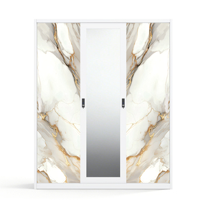 Armario de Acero Impreso con Puertas Corredizas y Espejo de 1500 mm para Muebles de Dormitorio - Product Image 2