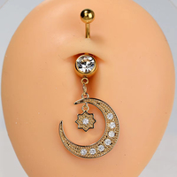 Piercing de nombril en acier inoxydable avec pendentif cœur, papillon, petit diable, fleur et zircon, bijou de piercing tendance