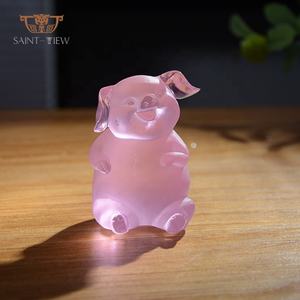 Sculptures en cristal de famille de cochons heureux miniatures, tendance mode polie 2025, décoratives, charmantes, pour la <span class=keywords><strong>Saint</strong></span>-Valentin, cadeau d'art de collection - Product Image 2