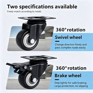 High Load Capacity 1.5 Inch Premium Pu Double Castor <b>Wheels</b> Top Plate Swivel With Lockable Swivel Smooth Rolling For Equipment - Product Image 5