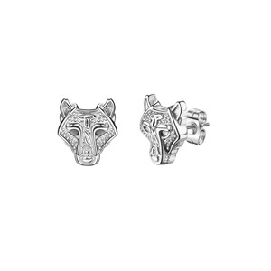 Unisex Animal Stud <b>Earrings</b> Zinc Alloy Stainless Steel <b>Post</b> Black And Steel Color Pair For Men And Women - Product Image 2