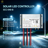 Contrôleur solaire MPPT SCC040B 18V pour éclairage public, avec pilote LED, étanche, surveillance en temps réel et variateur NBIoT