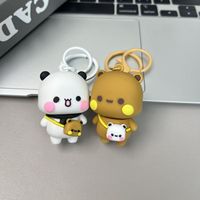 Nouveau porte-clés magnétique Bubu Dudu en métal, adorable panda de dessin animé, ornement pour sac à dos, accessoires pour couple, cadeau de Noël