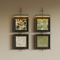 Lampe murale d'ambiance de luxe en toile et métal, ensemble d'œuvres d'art décoratives, deux tableaux modernes sur mesure pour hôtel et restaurant