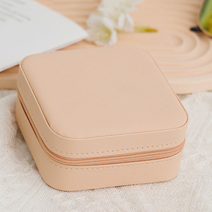 Boîte à bijoux en cuir PU <span class=keywords><strong>rose</strong></span>, petite, pour la vente en gros en usine, organisateur de bijoux, boîte de rangement portable de voyage, mini boîte à bijoux - Product Image 4