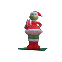 Ballon gonflable géant Zhenmei de 50 pieds, monstre vert Grinch, avec ventilateur intégré et installation facile, tenant une boîte cadeau