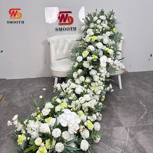 Custom SMOOTH Green Leaves Soft Stage Pasillo Flor Decoración Nuevo Hecho a Mano Artificial Rose Runner para Bodas Día de San Valentín - Product Image 5