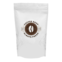 Sac à café de qualité alimentaire avec logo personnalisé en usine, fond plat, sachet de grains de café avec valve et soufflet, emballage de café thermoscellé
