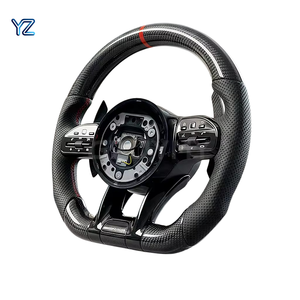 Volant en fibre de carbone personnalisé YZ avec écran LED pour Mercedes-Benz Classe C/E/S, style <span class=keywords><strong>AMG</strong></span>, cuir noir, mise à niveau sport RPM - Product Image 2