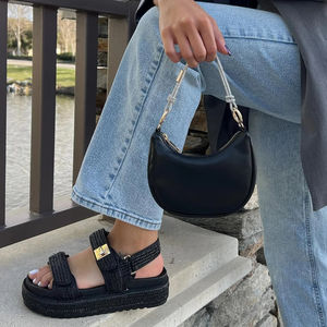 נשים בקיץ סנדלים נוחים נעליים רצועה רפייה פלטפורמה ארוגה slingback עבה סוליות סנדלים לנשים - Product Image 4