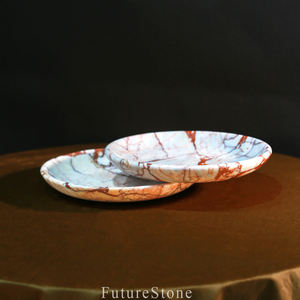 Plateau décoratif rond en marbre naturel pour table basse cadeau de mariage centre de table et style intérieur de luxe - Product Image 3