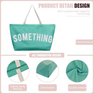 Sac de shopping en tissu de coton naturel grande capacité avec impression de logo personnalisé, sac fourre-tout en toile extra large - Product Image 4
