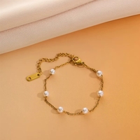 Pulseras de Perlas Chapadas en Oro para Mujer, Joyería de Moda, Pulseras Finas con Dijes