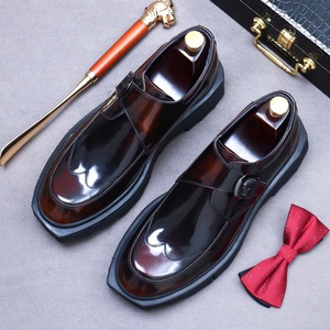 Men's Korean-style Lacquered Business Casual <b>Shoes</b> Men's Thick-soled <b>Shoes</b> Shiny Leather Buckle Fashionable <b>Shoes</b> - Product Image 5