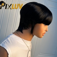 Perruque Courte Pixie Naturelle Brésilienne 180% Densité Cheveux Humains Raides Coupe Pixie Noire Pré-épilée pour Femmes Vente en Gros