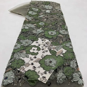 8949 Tela de Encaje Chantilly Ecológica 100% Poliéster con Cuentas y Lentejuelas Bordadas para Vestidos de Noche de <span class=keywords><strong>Mujer</strong></span> - Product Image 5