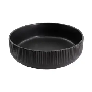 Bol rond en céramique gaufrée noire, usine personnalisée, pour cuisson au four, Ramekin, micro-ondes, ustensile de cuisine