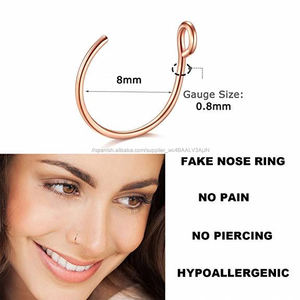 20G de la joyería Piercing de 8mm <span class=keywords><strong>falso</strong></span> anillo de la nariz de <span class=keywords><strong>aro</strong></span> de <span class=keywords><strong>labio</strong></span> tabique de la nariz anillo - Product Image 2