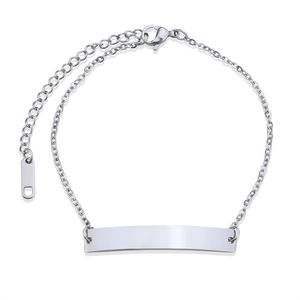 Minimalista In Bianco In Acciaio Inox Argenteo Braccialetto per la Donna Degli Uomini di Incisione Personalizzata Monili Che Fanno <span class=keywords><strong>Accessori</strong></span> All'ingrosso - Product Image 3