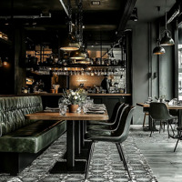 Ensemble de mobilier de restaurant moderne, table et chaises de café, banquette double face en bois massif, écologique