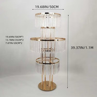 Fournitures de mariage : Centre de table en métal doré, lustre, décoration de table, présentoir de fleurs en cristal, support de toile de fond pour événements extérieurs