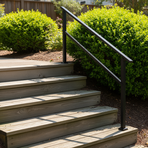 Barandillas Exteriores para Escaleras de 4-5 Peldaños, Tubo Cuadrado de Acero Negro, Fácil Instalación, Diseño Moderno, Aptas para Personas Mayores - Product Image 2