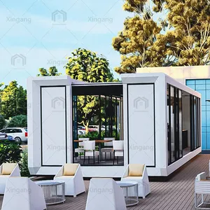 Modelo de lujo extendido de dos dormitorios contenedor expandible paquete plano estructura prefabricada micro casa