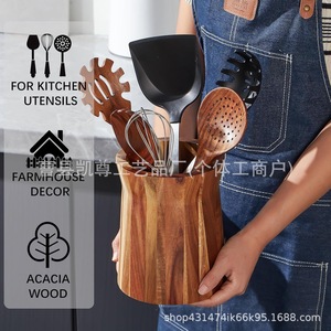Caja de almacenamiento de madera para utensilios de cocina, caja de herramientas de cocina para el hogar, caja de almacenamiento de madera maciza, almacenamiento de utensilios de cocina - Product Image 5