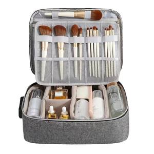 Trousse de toilette grande capacité, portable, avec serrure, pour le voyage, pour femmes, couleur unie, rectangulaire, polyester, automne 2024 - Product Image 5