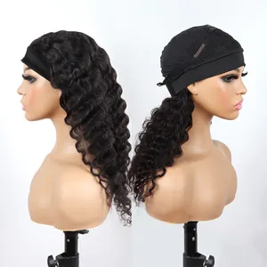 VAST cheap raw virgin remy human hair headband wig vendor wig with headband attached wholesale machine made none lace wigs