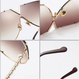 Lunettes de <span class=keywords><strong>soleil</strong></span> à monture métallique surdimensionnées pour femmes et hommes, lunettes de <span class=keywords><strong>soleil</strong></span> <span class=keywords><strong>miroir</strong></span> à la mode - Product Image 6
