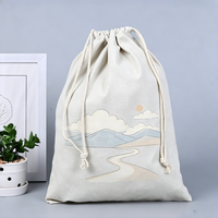 Sac à cordon en toile de coton écologique robuste pour femme, motif dessin animé, pochette portable pour le sport, la plage et l'organisation quotidienne