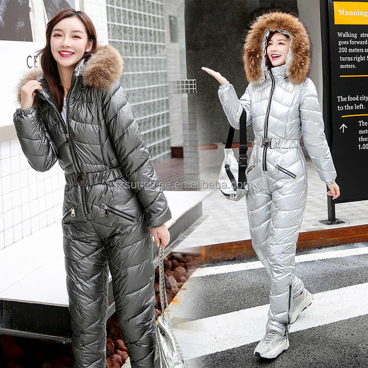 Skipak voor dames, eendelig, warm, sneeuwpak, ski-overall, voor winter, sneeuw, skiën, snowboarden, sets, outdoor jumpsuit met capuchon, ritssluiting, waterdicht, D-blauw, M