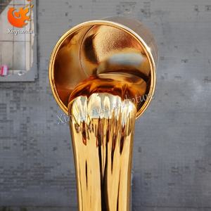 Moderne Roestvrijstalen Vloeistofsculptuur Verfemmer Gegalvaniseerd Goud Voor Commerciële Ruimte Of Hotelkunstinstallatie - Product Image 6