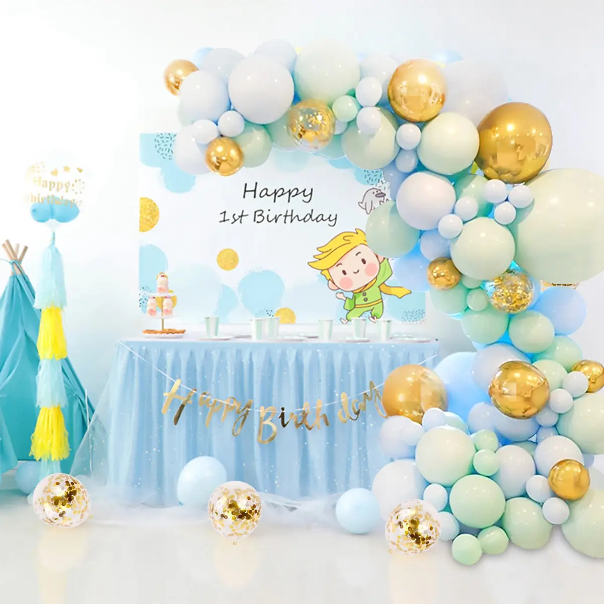 Conjunto de decoración de pared para fiesta de Baby Shower, decoración de fondo de color macarrón, cadena de globos, boda, cumpleaños