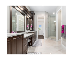 Modern Customized Hotel Bathroom Vanities with Mirror Wholesale Waterproof Washroom Cabinets - Product Image 1