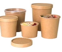 Gobelet à soupe jetable en papier kraft de qualité alimentaire 4oz 8oz 12oz 16oz 26oz 32oz Contenant à soupe et nouilles à emporter Logo personnalisé