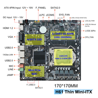 Motherboard H61 Tipis Mini-ITX Baru Mendukung CPU Intel Generasi ke-2-3 Memori DDR3 MSATA MINI-PCIe Wifi SATA2.0 LVDS Motherboard H61