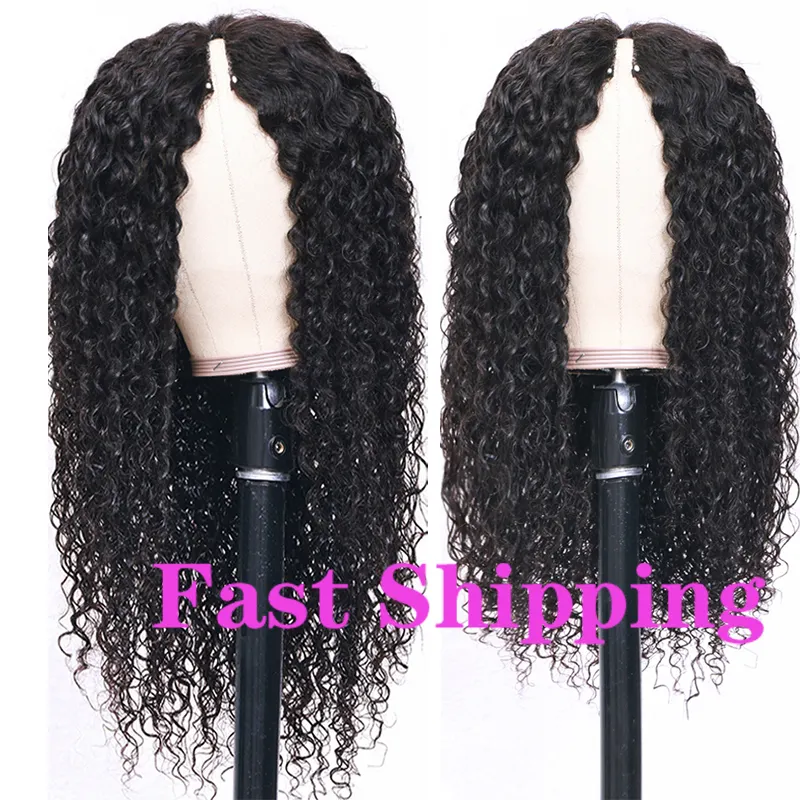 ISEE Hair New V Part Wig Human Hair Curly,Raw Burmese Hair Glueless Thin Part Wig,U Part Wig Blend With Your Own Hairline