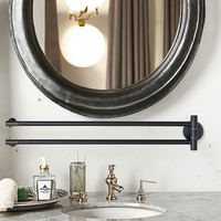 Porte-serviettes mural noir mat à 2 bras Rails de suspension pivotants durables et réglables pour hôtels