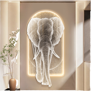 Art mural en acrylique gravé au laser 3D en forme d'éléphant avec rétroéclairage LED, peinture lumineuse en relief moderne de luxe pour la décoration du salon - Product Image 1