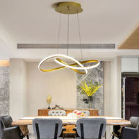 Morden Golden Circle Ring Suspension Lampe Hôtel Salon Escalier Nordique Led Lustre