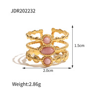 INS Style Français Rétro Pierre Naturelle Anneau 18K Plaqué Or En Acier Inoxydable Pierre Précieuse Turquoise Ouvert Anneau Réglable Pour Les Femmes