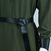 Tunique de Chevalier Templier Renaissance avec Ceinture, Costume de Scène Rétro Viking Pirate