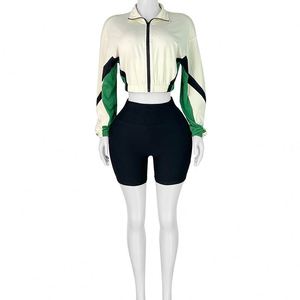 Abbigliamento donna 2 pezzi completo pantaloncini <span class=keywords><strong>aderenti</strong></span> e giacche sportive da donna Set di pantaloncini da donna attillati due pezzi - Product Image 3