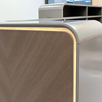 Comptoir de réception en bois avec éclairage LED, pour hôpital, hôtel, consultation, salon de beauté, caisse, table de caissier, luxe commercial