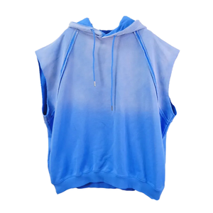 Hoodie sans manches unisexe surdimensionné personnalisé, bleu ombré, en molleton français, pour la gym et le streetwear, pull-over, fabricant OEM, marque privée - Product Image 5