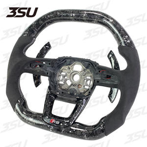 Volant en cuir forgé en fibre de carbone avec palettes de changement de vitesse pour <span class=keywords><strong>Audi</strong></span> Q3 SQ3 RSQ3 Q5 <span class=keywords><strong>Q7</strong></span> Q8 Q50L 2018 2019 2020 2021 <span class=keywords><strong>2022</strong></span> 2023 - Product Image 2