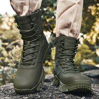 Bottes d'hiver antidérapantes toutes saisons à tige haute, dessus en cuir de vachette et velours, doublure respirante, fermeture à lacets, semelle intermédiaire en caoutchouc, semelle extérieure en caoutchouc
