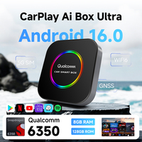 Rhythm Carplay Ai Box Ultra Qualcomm 6350 Android 16 8+128G 5G Esim Hdmi Output Kotak Pintar Mobil